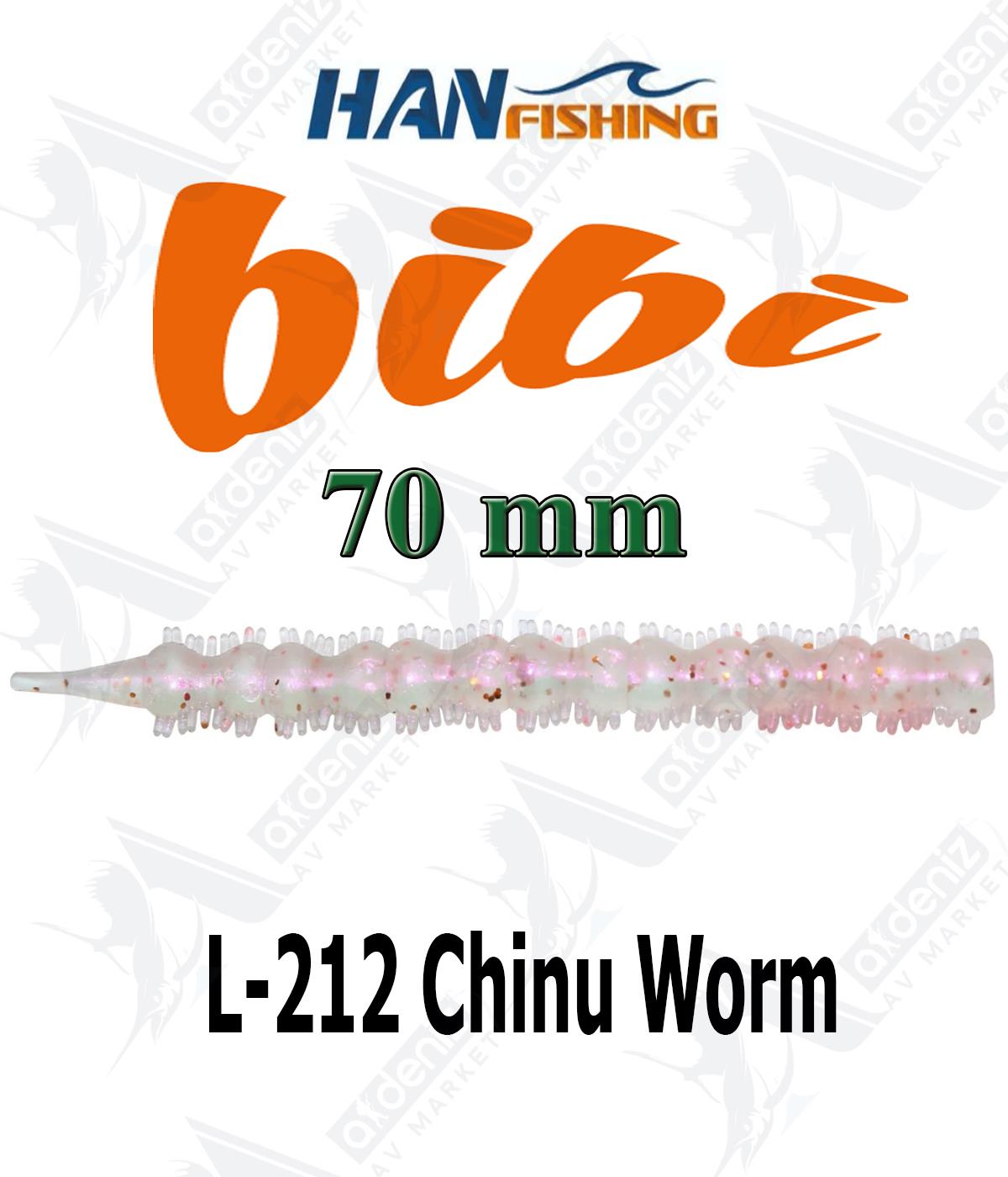 Hanfish Bibi 70 mm Lrf/Aji Silikon Kurt 18' li Paket #L-212 Chinu WormHAN FİSHİNG