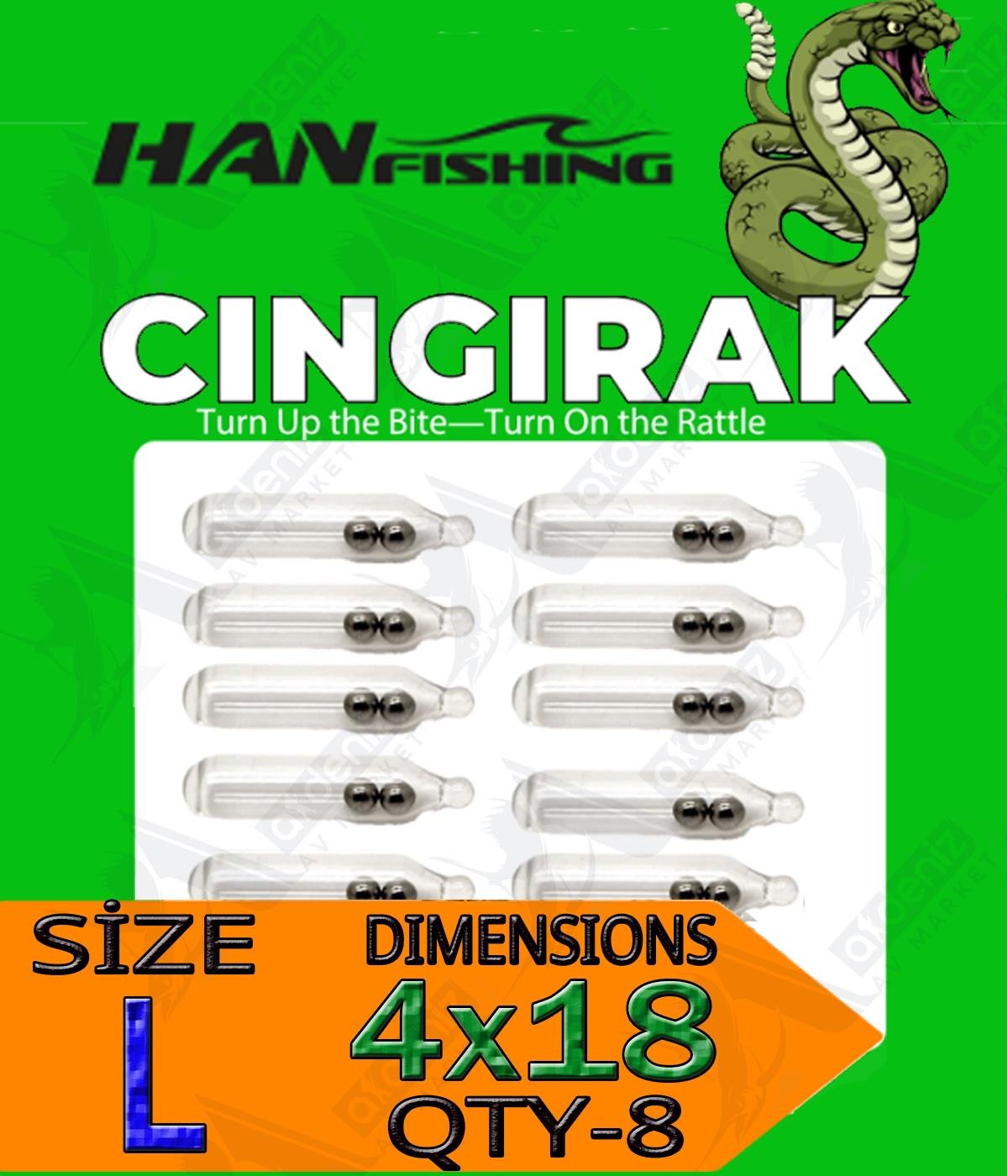 HanFish Çıngırak Ses Tüpü 8'li Paket 4X18mm #LHAN FİSHİNG
