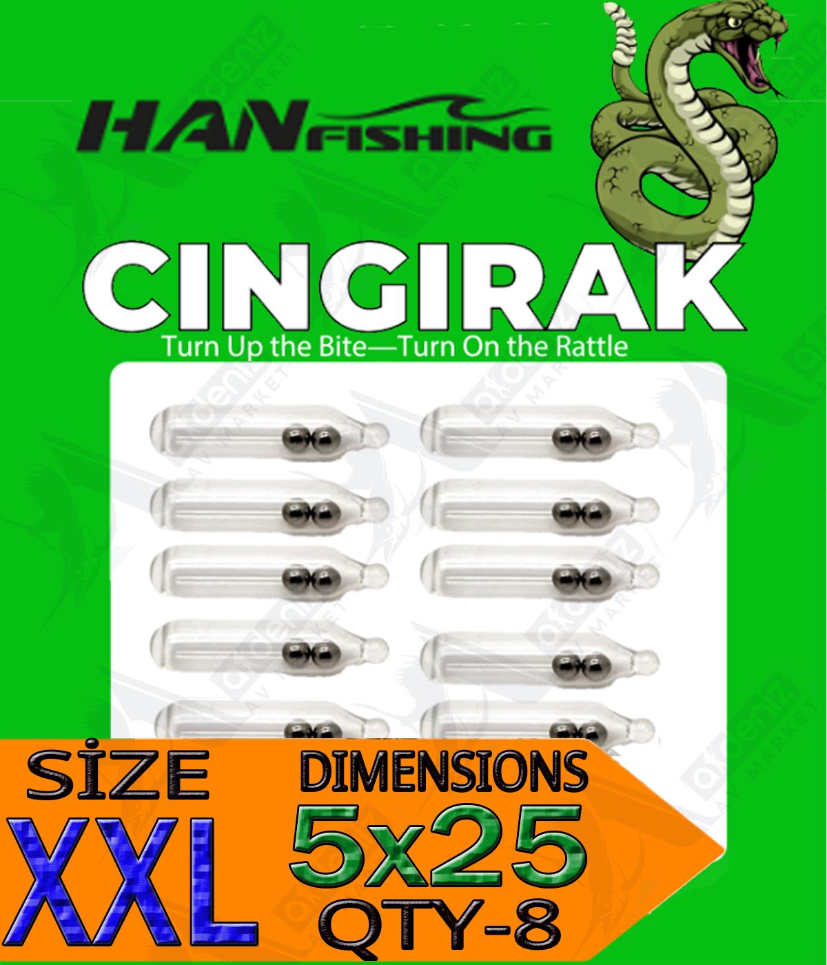HanFish Çıngırak Ses Tüpü 8'li Paket 5X25mm #XXLHAN FİSHİNG