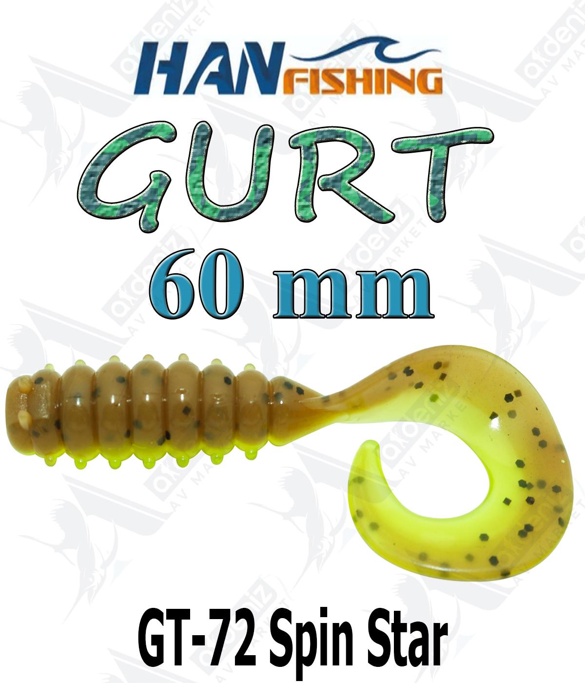 Hanfish Gurt 60 mm Orak Kuyruk Lrf Silikon Kurt 8' li Paket #GT-72 Spin StarHAN FİSHİNG