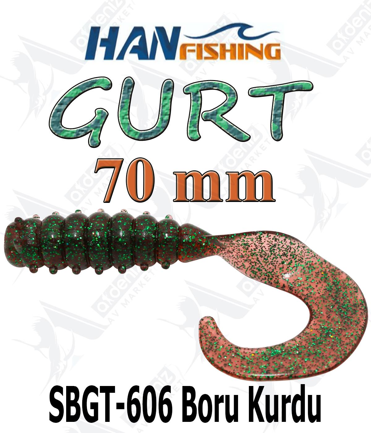 Hanfish Gurt 70 mm Orak Kuyruk Lrf-Spin Silikon Kurt 8' li Paket #SBGT-606 Boru KurduHAN FİSHİNG