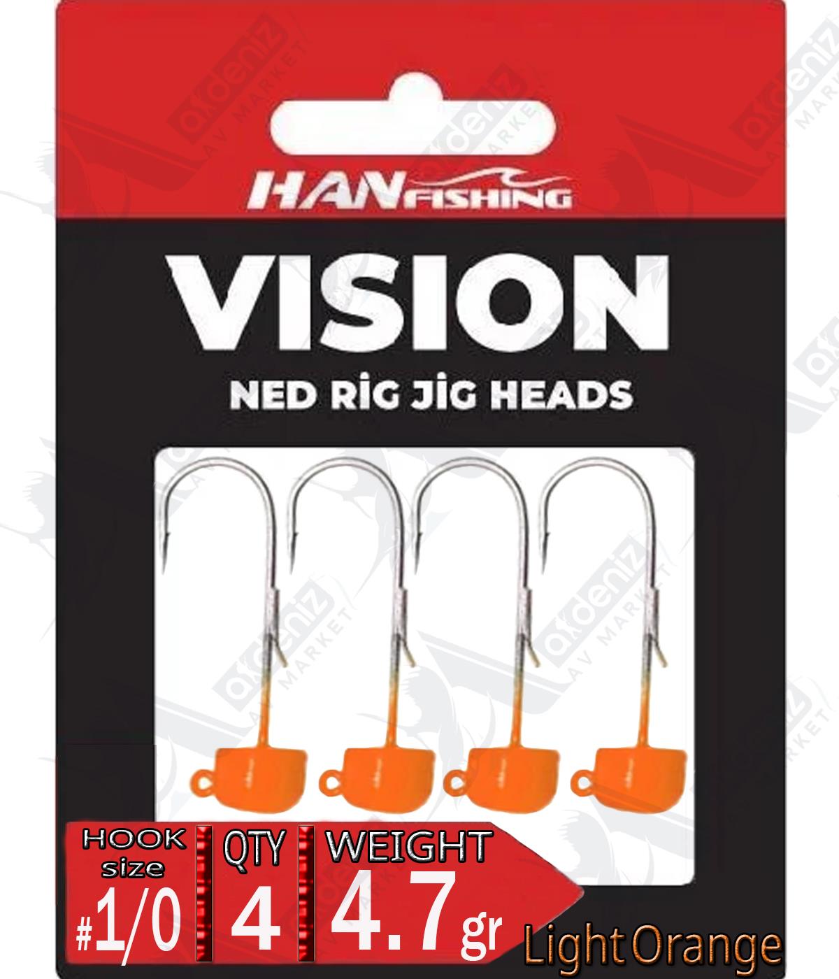 Hanfish Jighead Vision Ned Rig Light Orange LOMJ-10-4,7 Hook Size:1/0 Weight:4.7 Gr (4 Pcs)HAN FİSHİNG