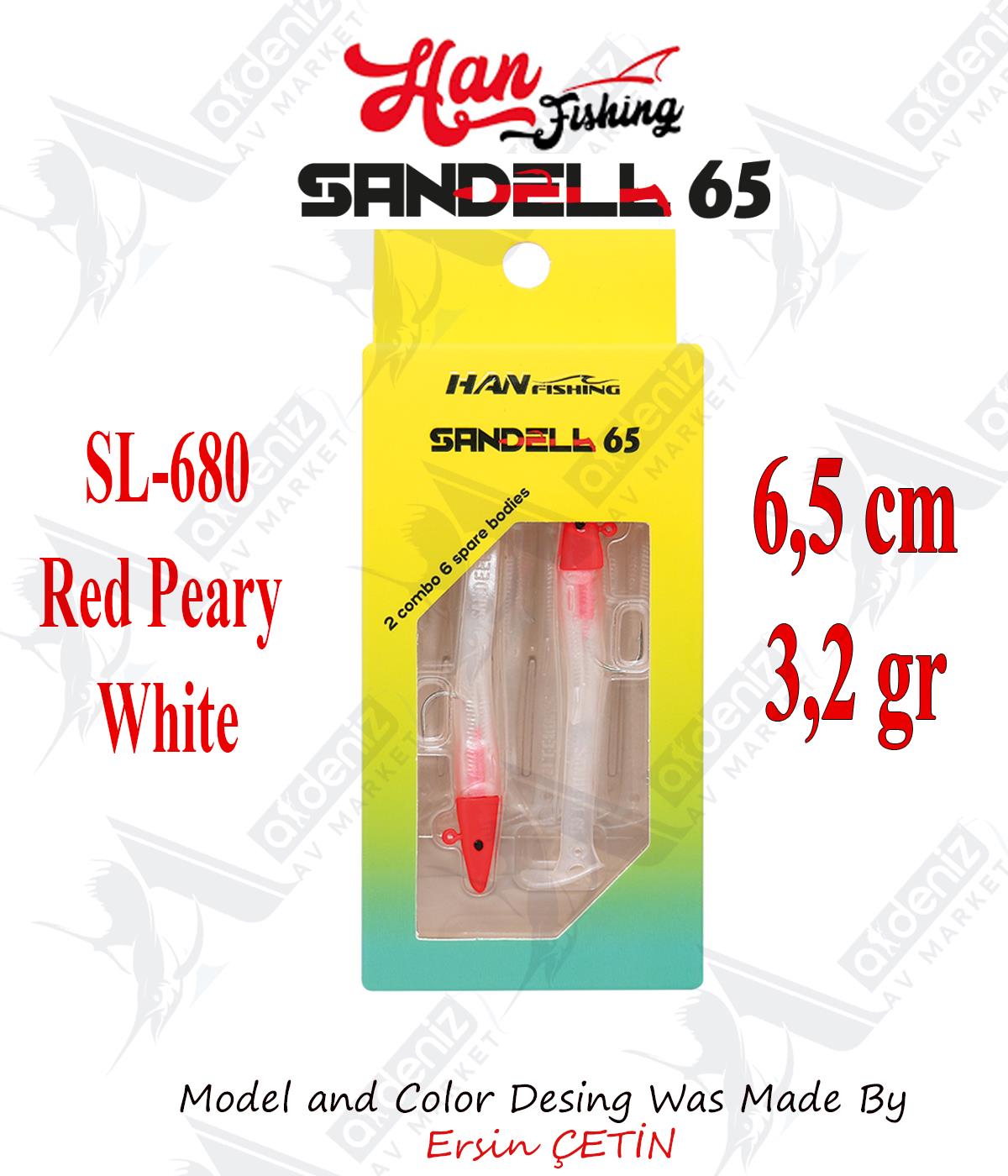 Hanfish Sandeel Silikon 65 mm #SL-680 Red Peary WhiteHAN FİSHİNG