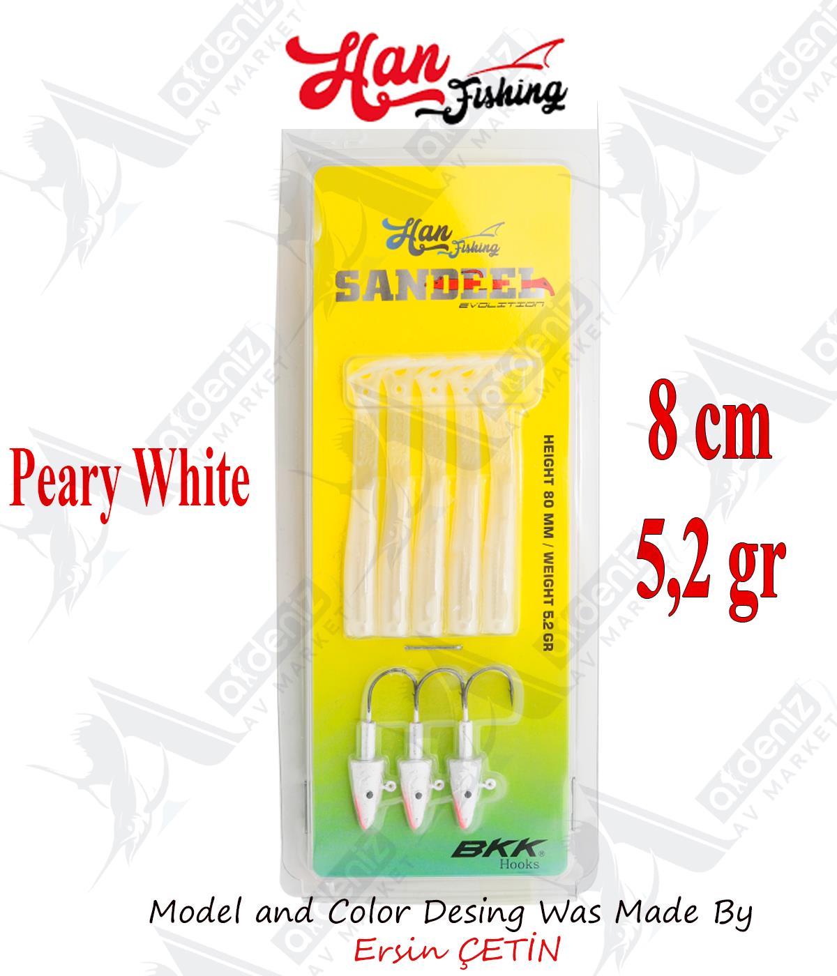 Hanfish Sandeel Silikon 80 mm #SL-800 Peary White HAN FİSHİNG