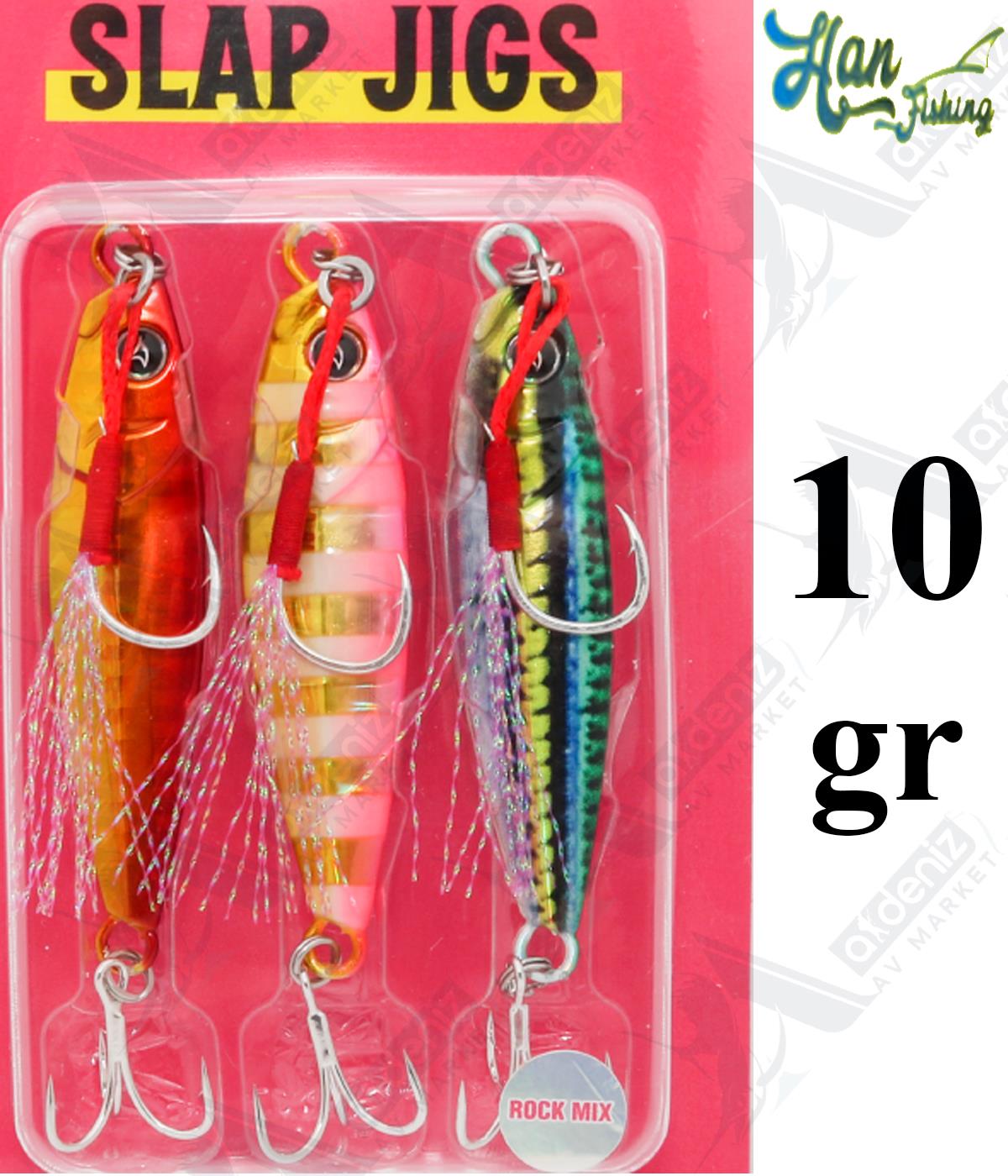 Hanfish Slap Jig Rock Mix 10 Gr 3'lü Paket Metal Jig Sahte YemHAN FİSHİNG