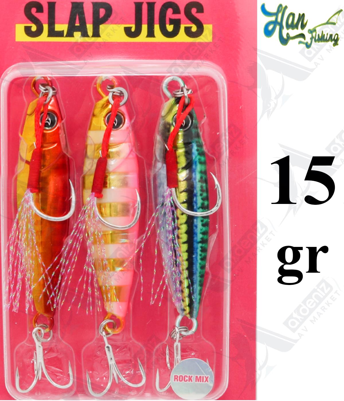 Hanfish Slap Jig Rock Mix 15 Gr 3'lü Paket Metal Jig Sahte YemHAN FİSHİNG
