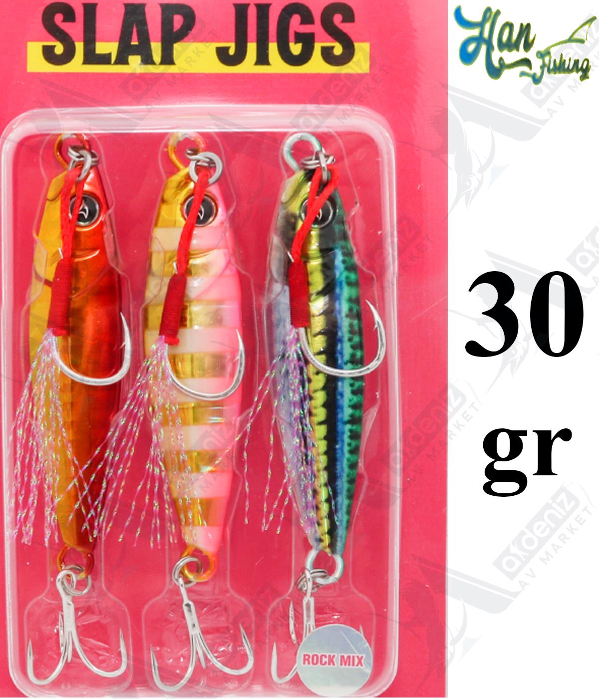 Hanfish Slap Jig Rock Mix 30 Gr 3'lü Paket Metal Jig Sahte YemHAN FİSHİNG