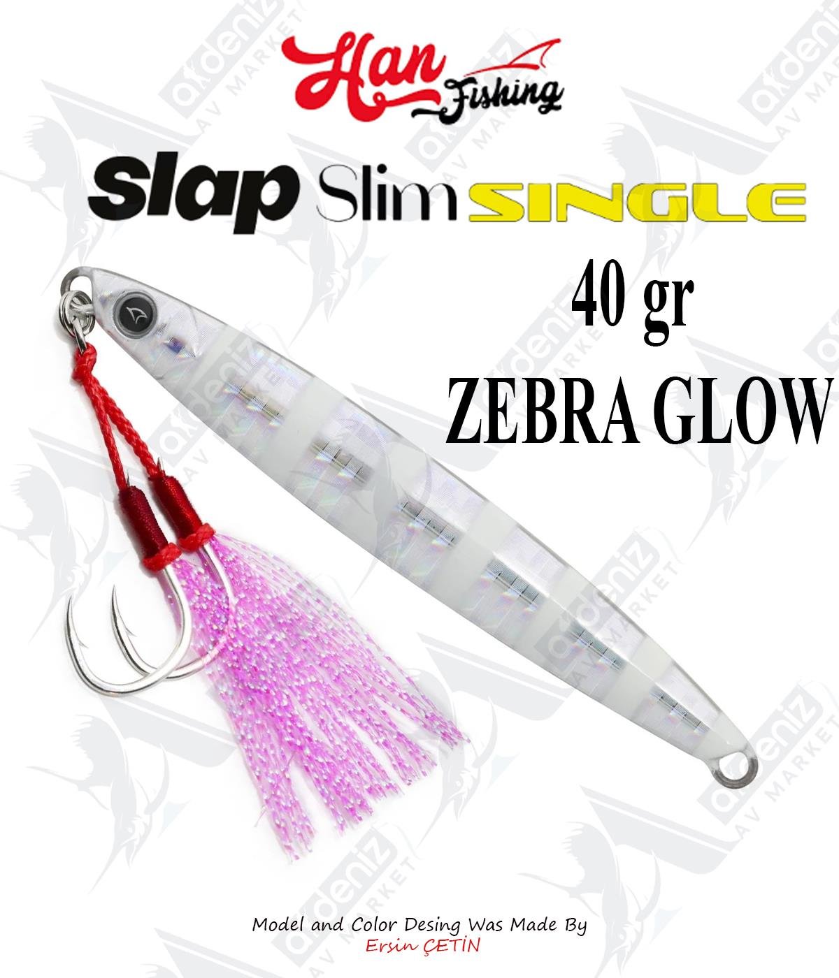 Hanfish Slap Slim Single Jigs 40 gr #Zebra GlowHAN FİSHİNG