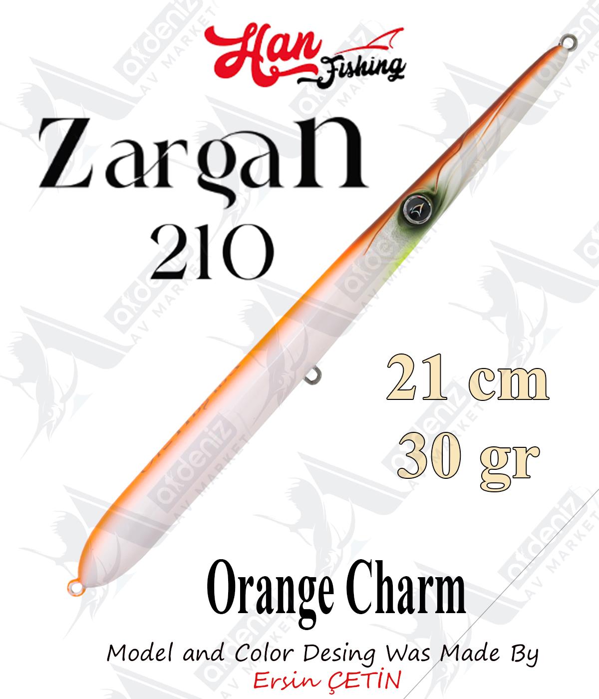 Hanfish Zargan 210mm 30gr Su Üstü Maket Balık #Z-7080 Orange Charm.HAN FİSHİNG
