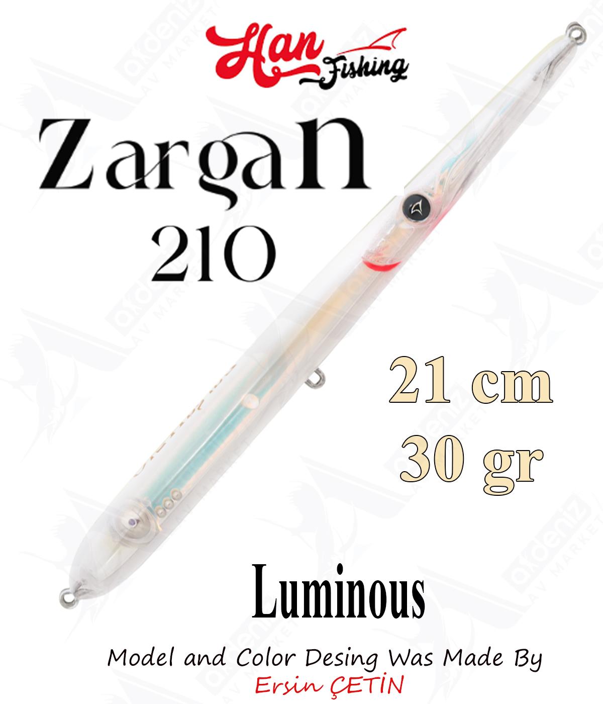 Hanfish Zargan 210mm 30gr Su Üstü Maket Balık #Z-7180 Luminous.HAN FİSHİNG