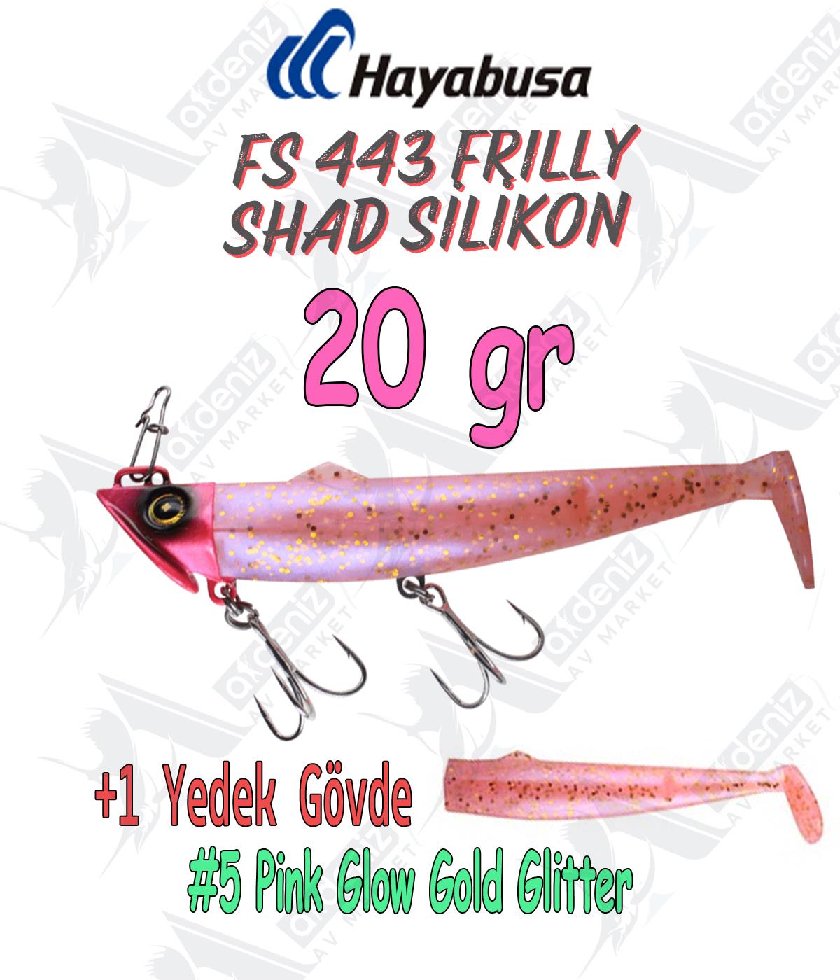 Hayabusa Frilly Shad FS 443 Silikon Sahte Balık 20gr Color:5 Pink Glow Gold GlitterHAYABUSA