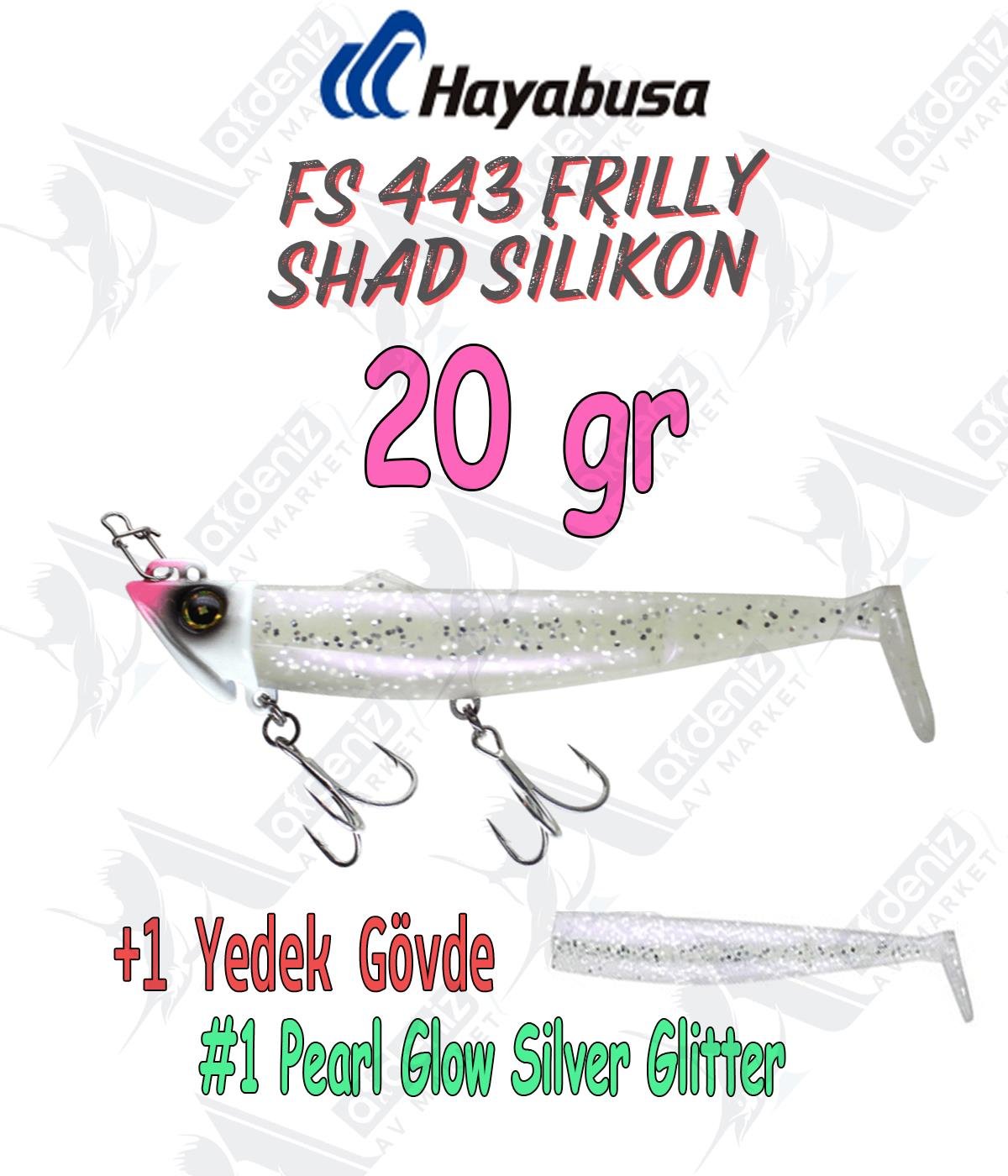 Hayabusa Frilly Shad FS 443 Silikon Sahte Balık 20gr Color:1 Pearl Glow Silver GlitterHAYABUSA