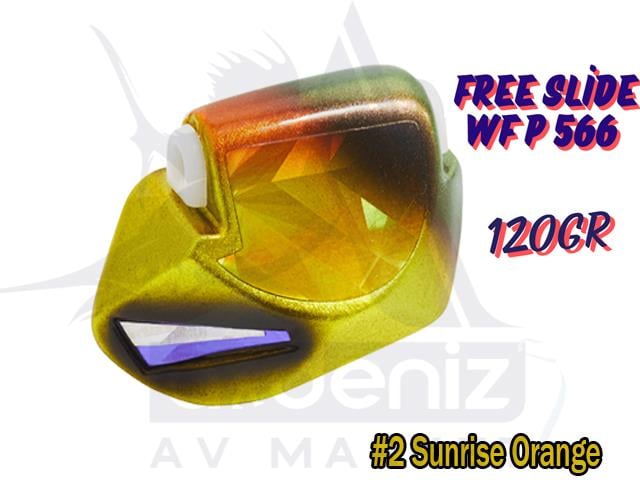 Hayabusa P 566 Tai Rubber Free Slide WF Head 120gr Jig Suni Yem #2 Sunrise OrangeHAYABUSA