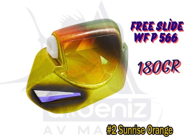 Hayabusa P 566 Tai Rubber Free Slide WF Head 180gr Jig Suni Yem #2 Sunrise OrangeHAYABUSA