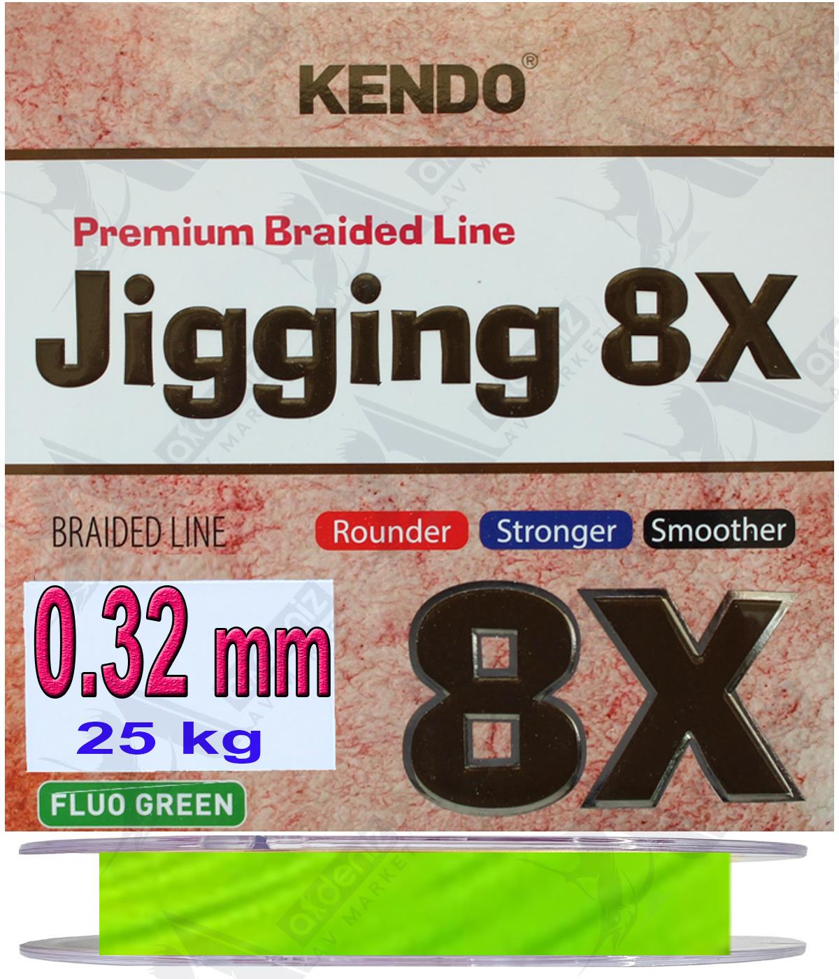 Kendo Jigging 8x Flash 0.32 mm 300 mt Örgü İp Misina #Fluo Green.KENDO