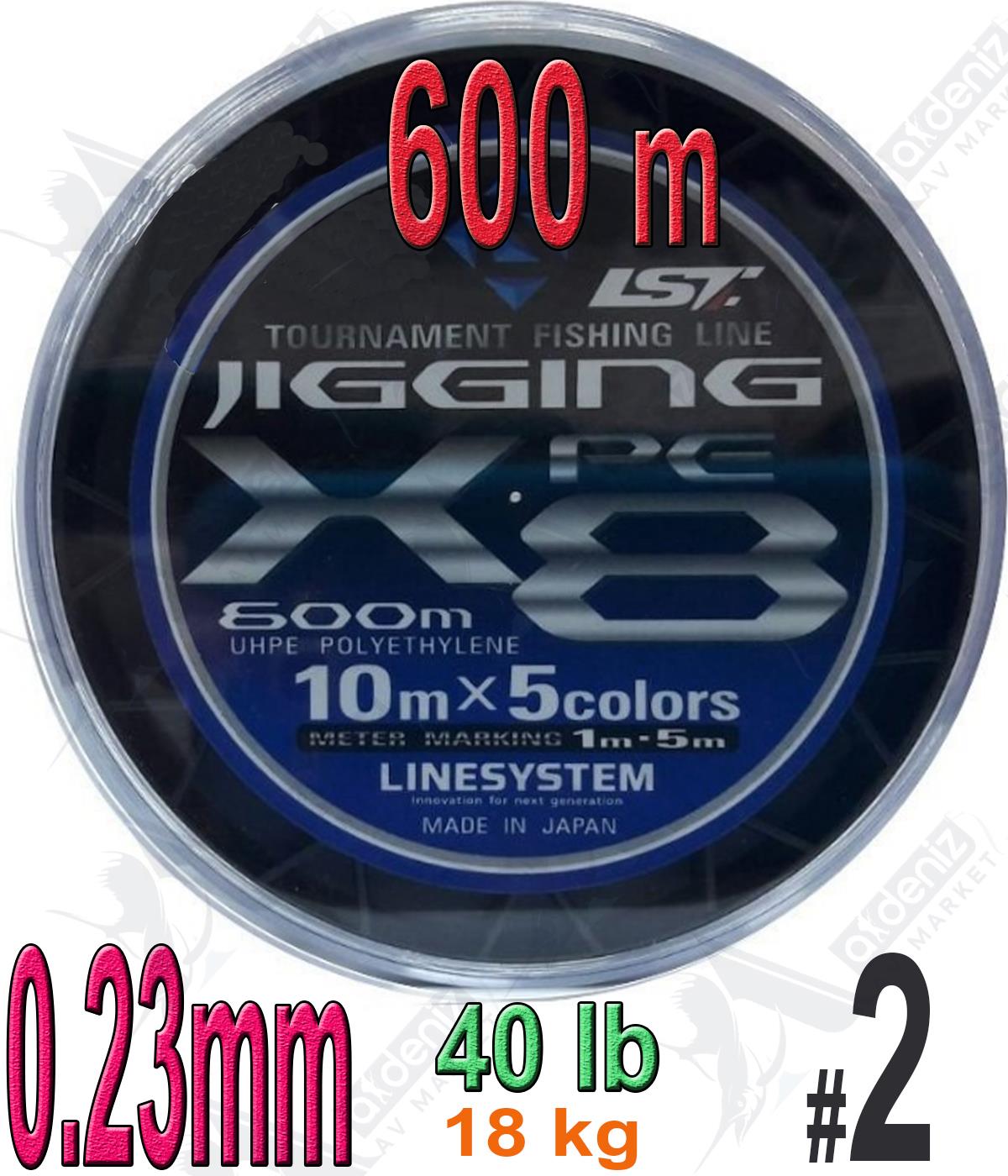 Linesystem Jigging X8 İp Misina PE 2 0.23MM 40LB/18KG 600MT Multicolor.LİNESYSTEM