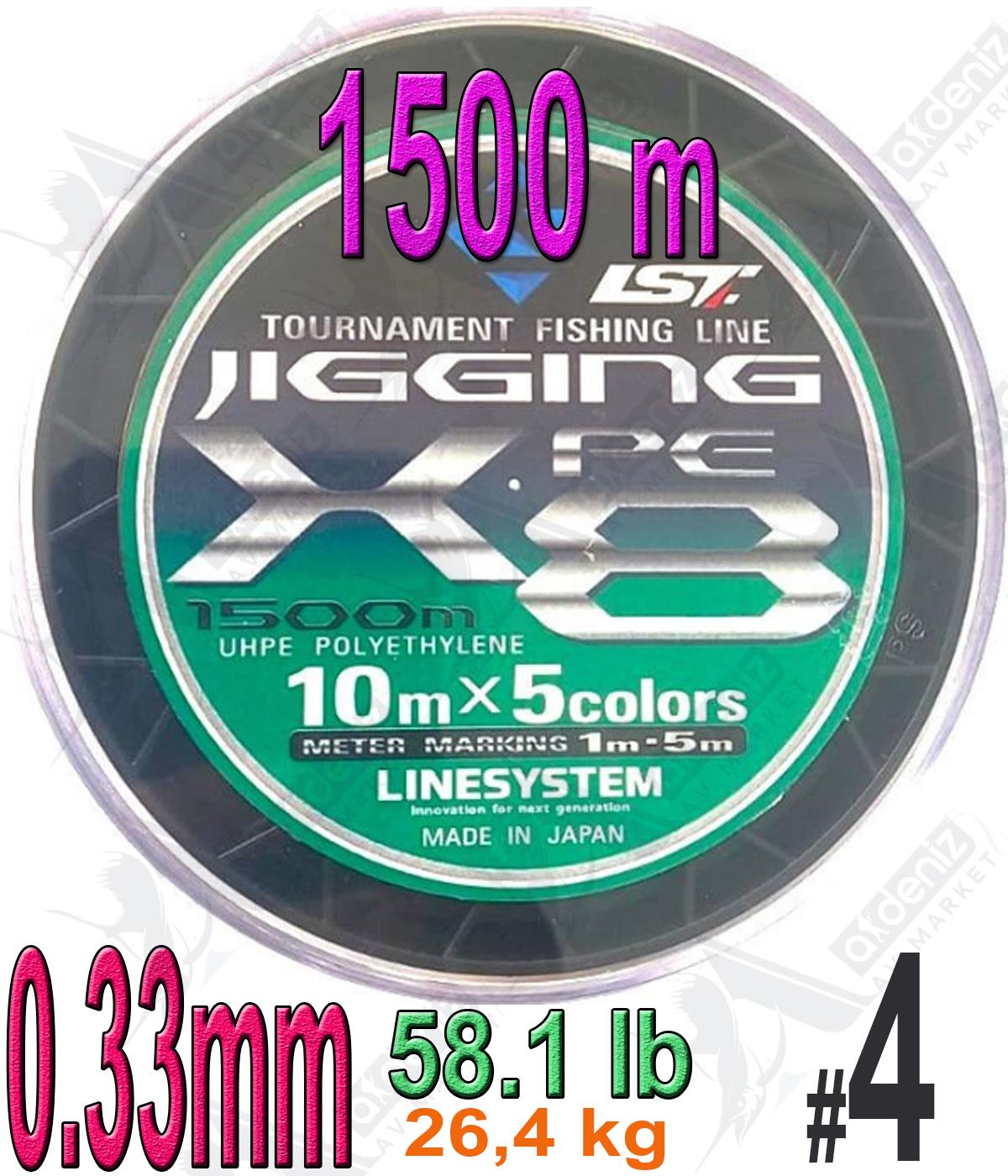 Linesystem Jigging X8 İp Misina PE 4 0.33MM 65LB/28KG 1500MT Multicolor.LİNESYSTEM
