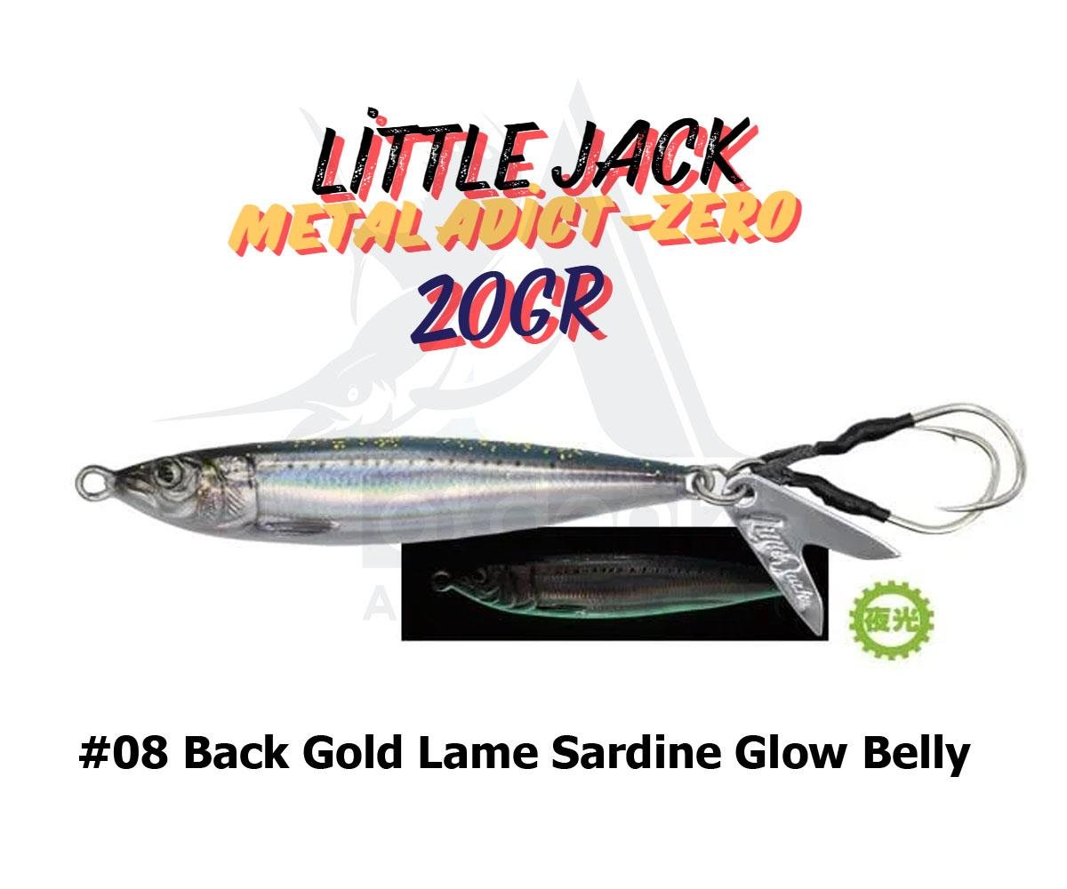 Little Jack Metal Adict-ZERO 20 gr Jig Yem #08 Back Gold Lame Sardine Glow BellyLİTTLE JACK