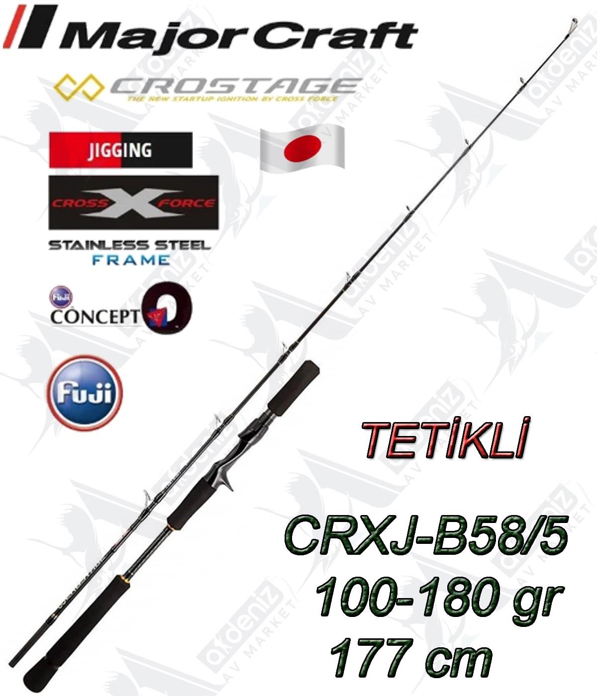 Major Craft New Crostage CRXJ-B58/5 Jigging Kamış 100-180gr 177cm (Tetikli-Saptan 2 Parça)MAJOR CRAFT