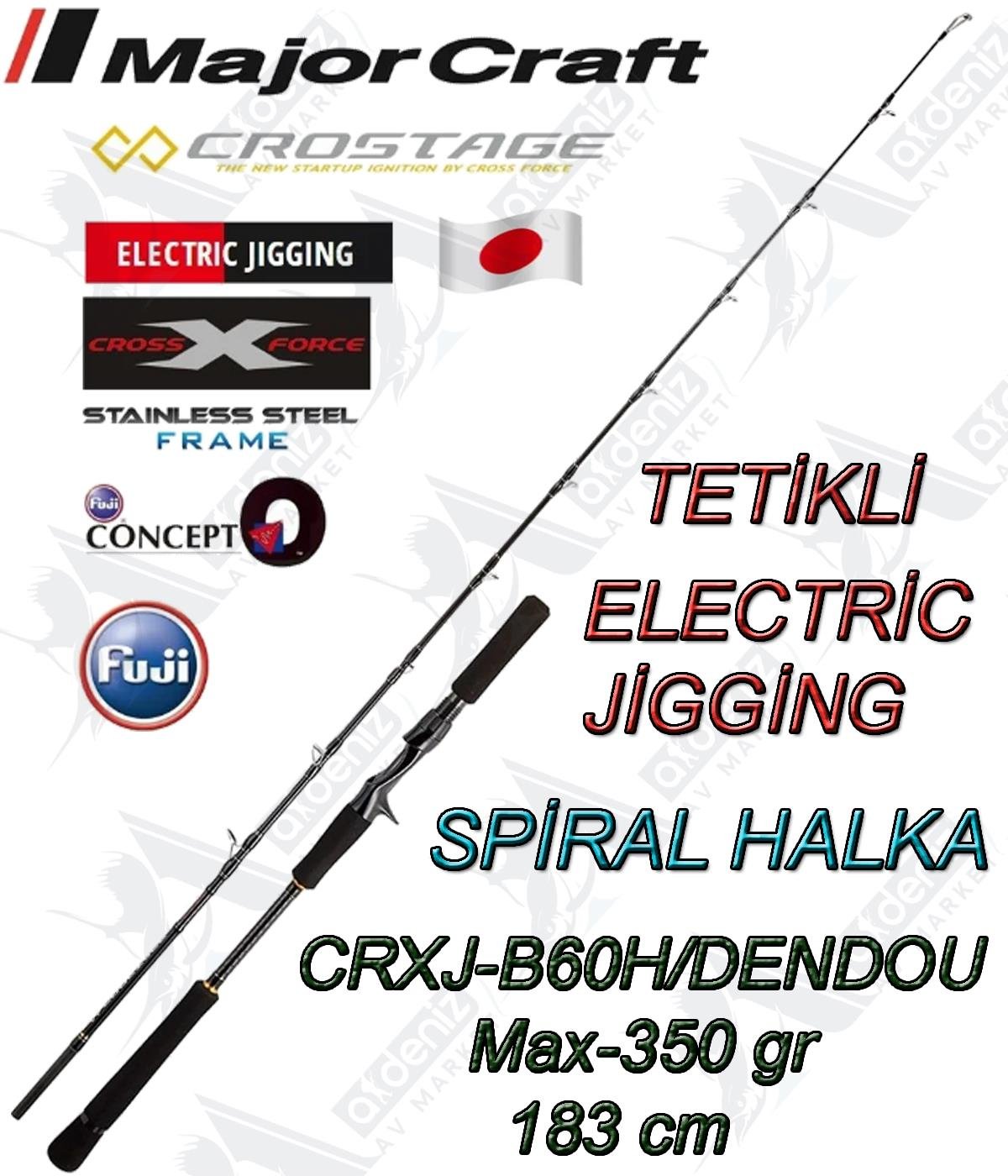 Major Craft New Crostage CRXJ-B60H/DENDOU Electric Jigging Kamışı Max 350gr 183cm (Tetikli-Saptan 2 Parça)MAJOR CRAFT