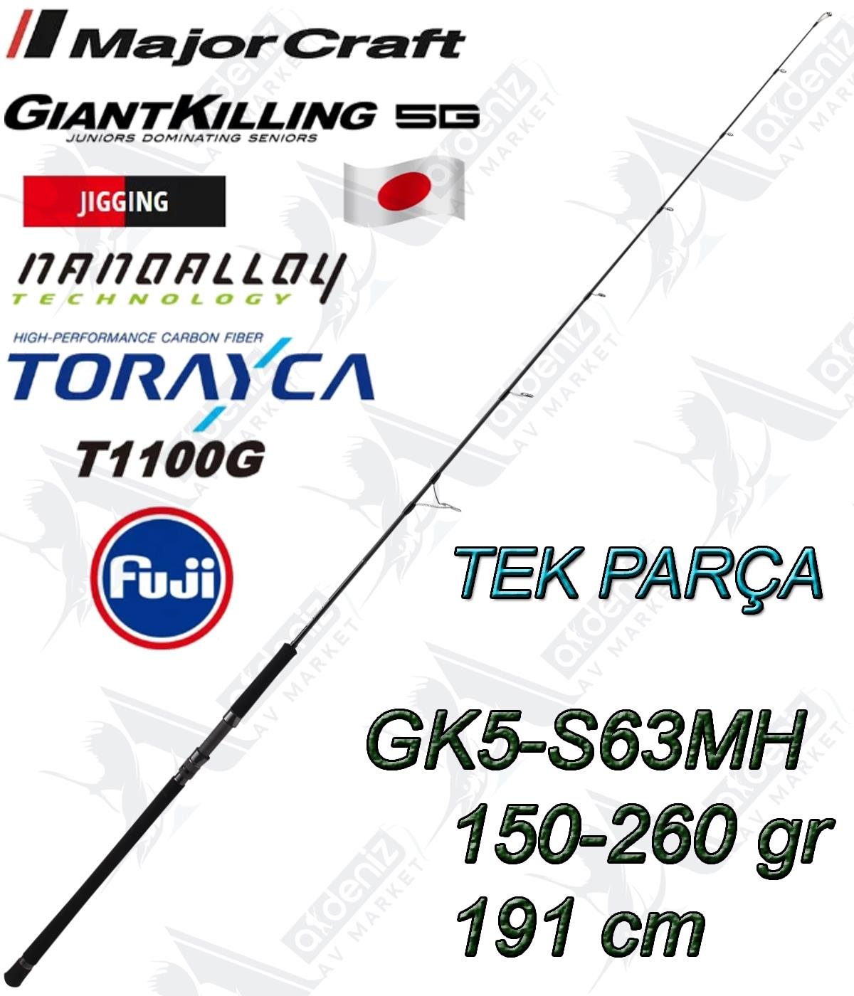 Major Craft New Giant Killing 5G GK5-S63MH Jigging Kamış 150-260gr 191cm (Spining-Tek Parça)MAJOR CRAFT