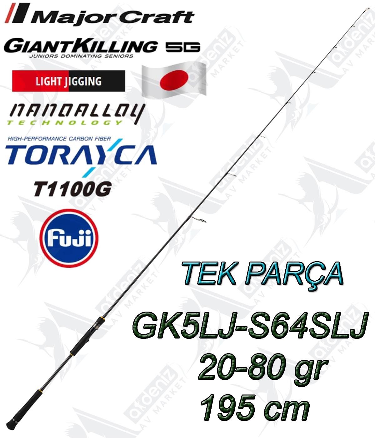 Major Craft New Giant Killing 5G GK5LJ-S64SLJ Light Jigging Kamış 20-80gr 195cm (Spining-Tek Parça)MAJOR CRAFT