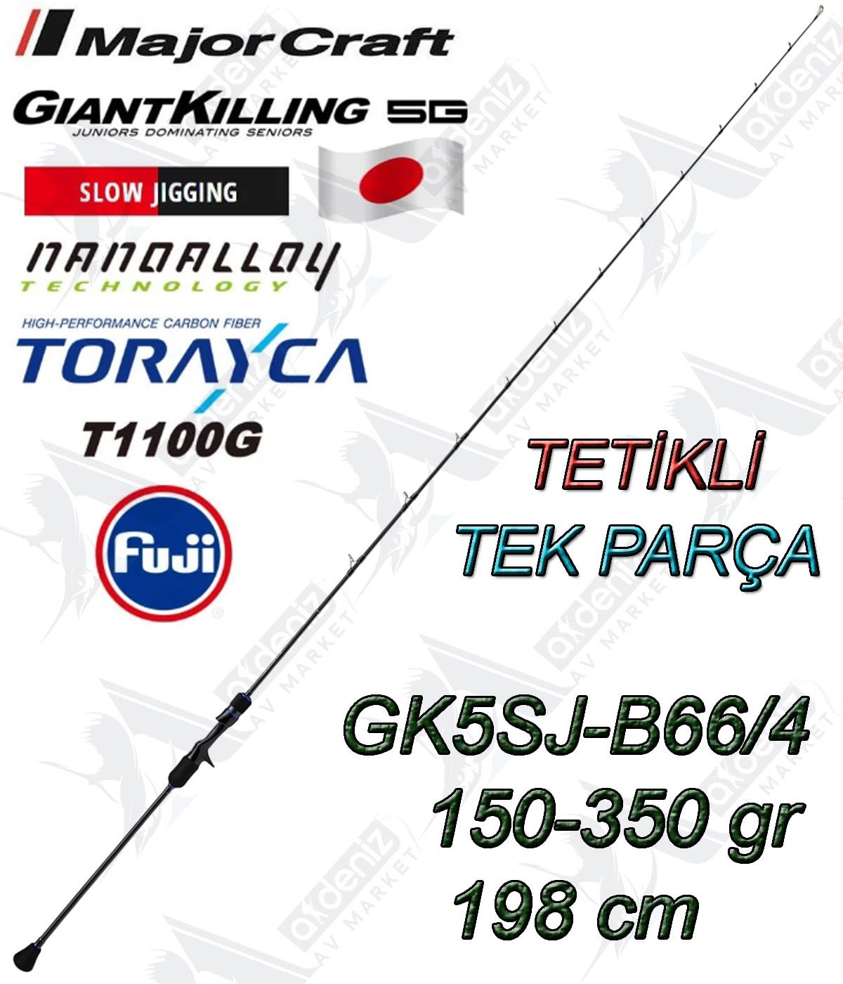 Major Craft New Giant Killing 5G GK5SJ-B66/4 Slow Jigging Kamış 150-350gr 198cm (Tetikli-Tek Parça)MAJOR CRAFT