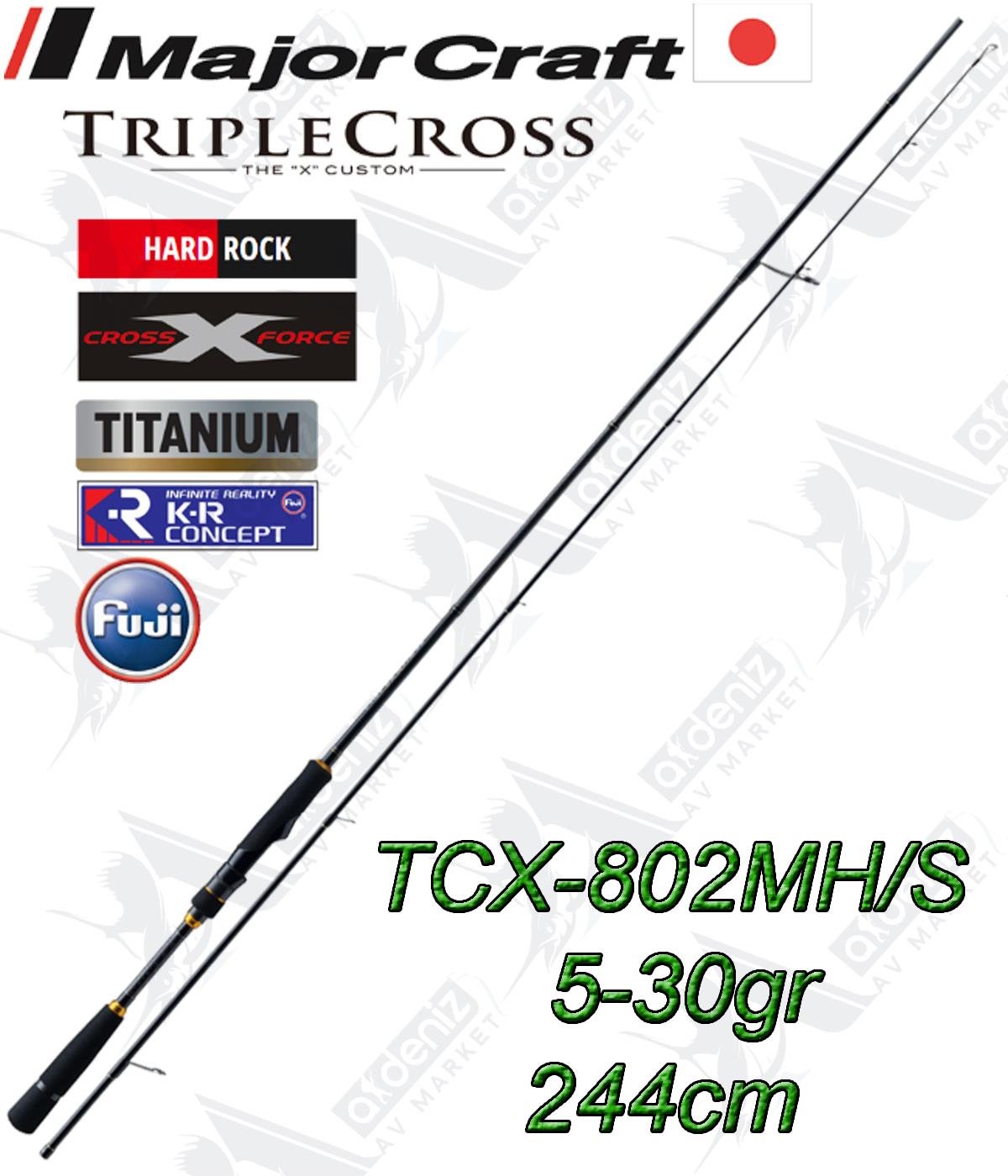 Major Craft New Triple Cross TCX-802MH/S Hard Rock Fish 2 Parça Spin Kamış 5-30gr 244cmMAJOR CRAFT