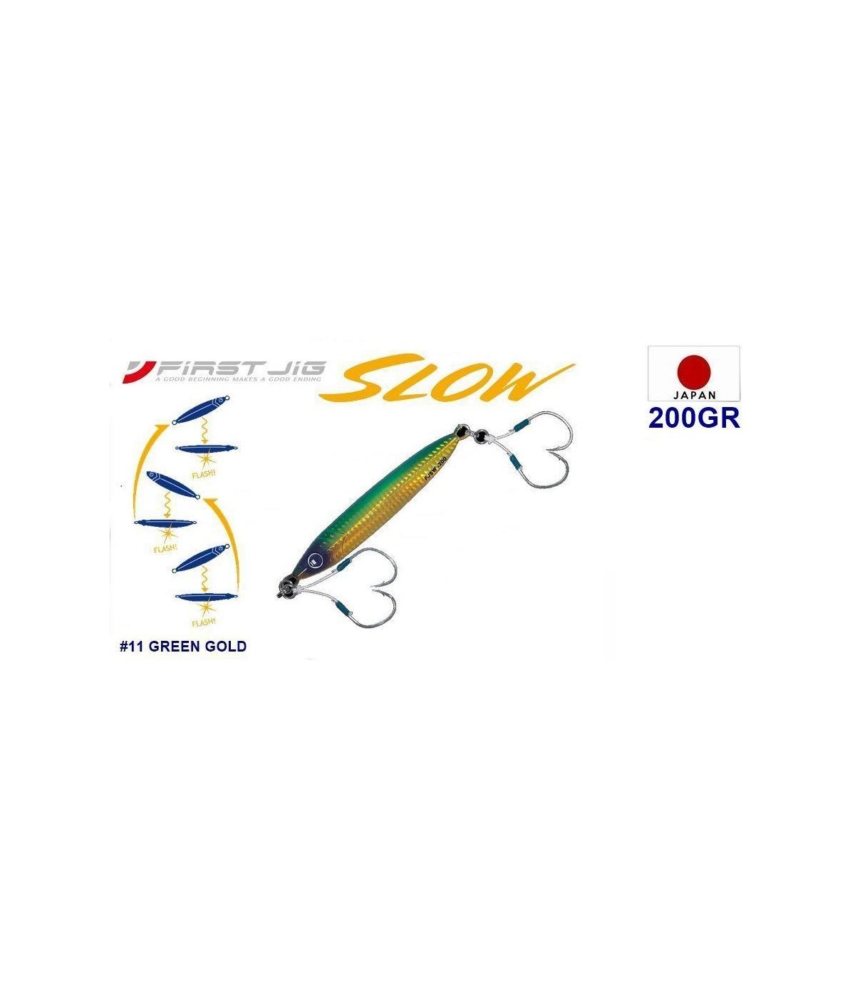 MC Major Craft First Jig Slow FJSW-200 Metal Yem 200 gr #GREEN GOLD UV 11MAJOR CRAFT