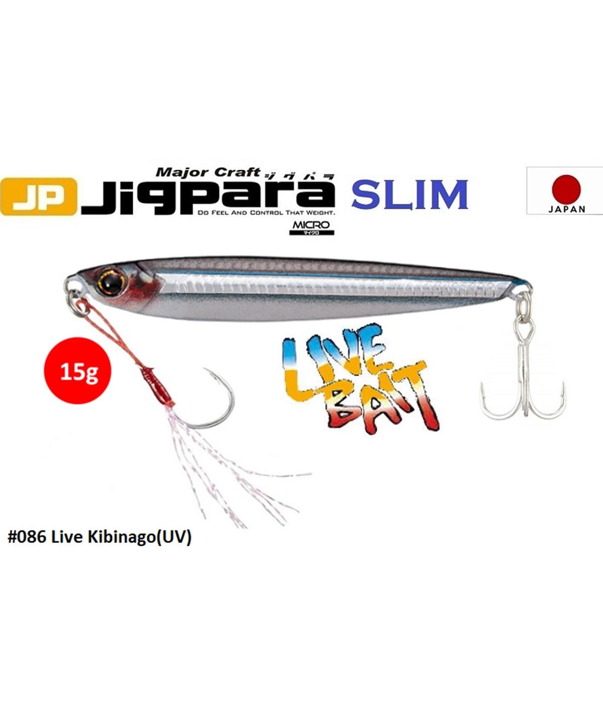 MC Major Craft Jigpara Micro Slim JPMSL-15L Jig Sahte Yem 15 gr #LİVE KIBINAGO UV 86MAJOR CRAFT