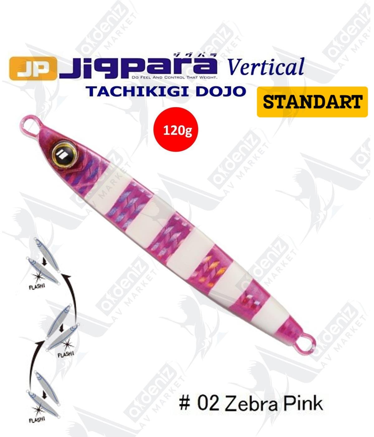 MC Major Craft Jigpara Vertical Tachikigi Dojo Standart TJD-ST-120 gr Jig Yem #Zebra Pink 002MAJOR CRAFT