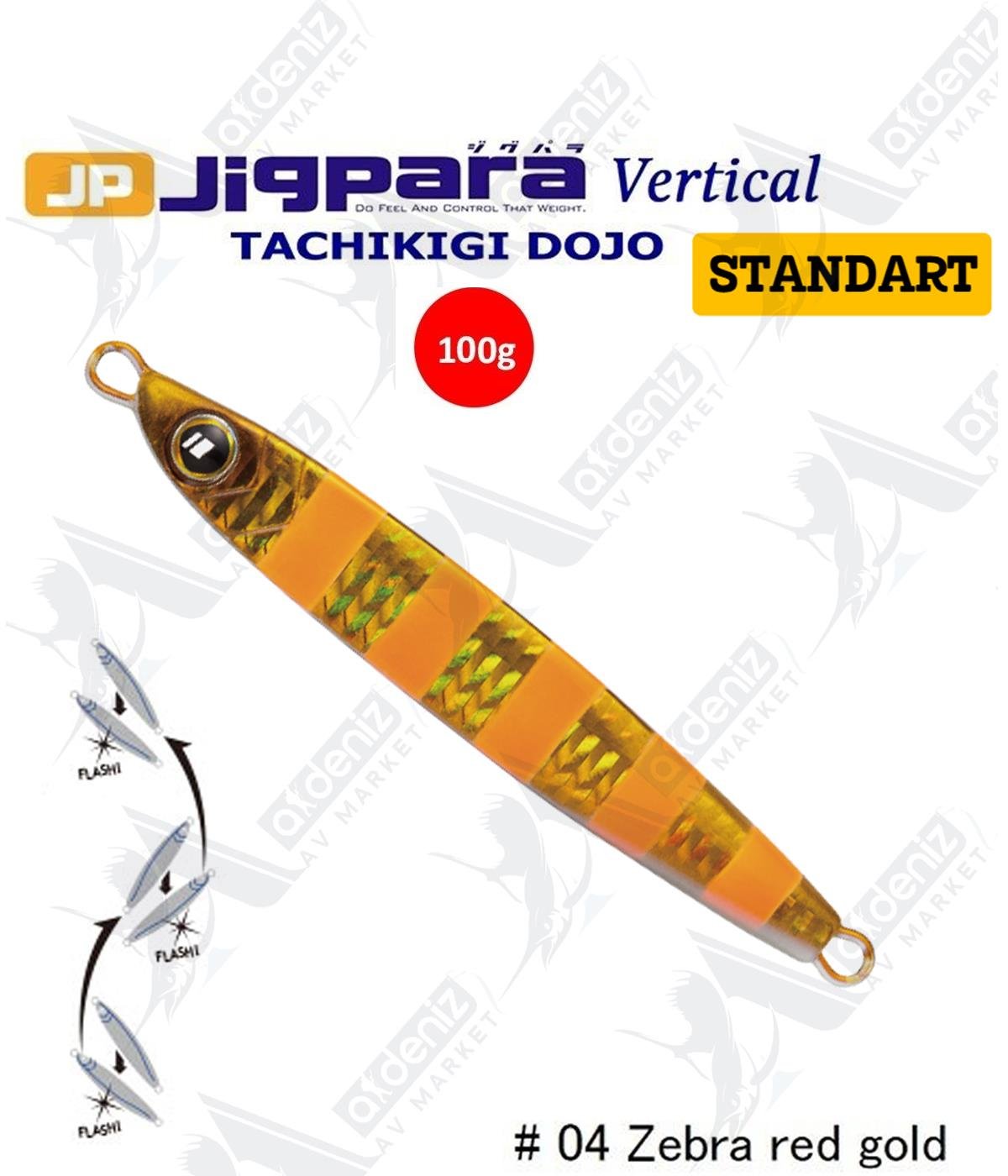 MC Major Craft Jigpara Vertical Tachikigi Dojo Standart TJD-ST-100 gr Jig Yem #Zebra Red Gold 004MAJOR CRAFT
