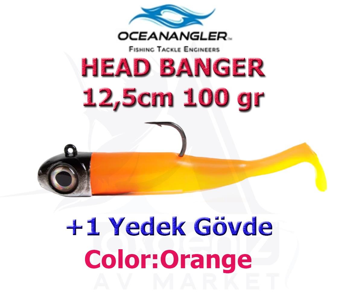 Ocean Angler Head Banger 125mm 100gr Combo +1 Yedek Gövde #OrangeOCEAN ANGLER