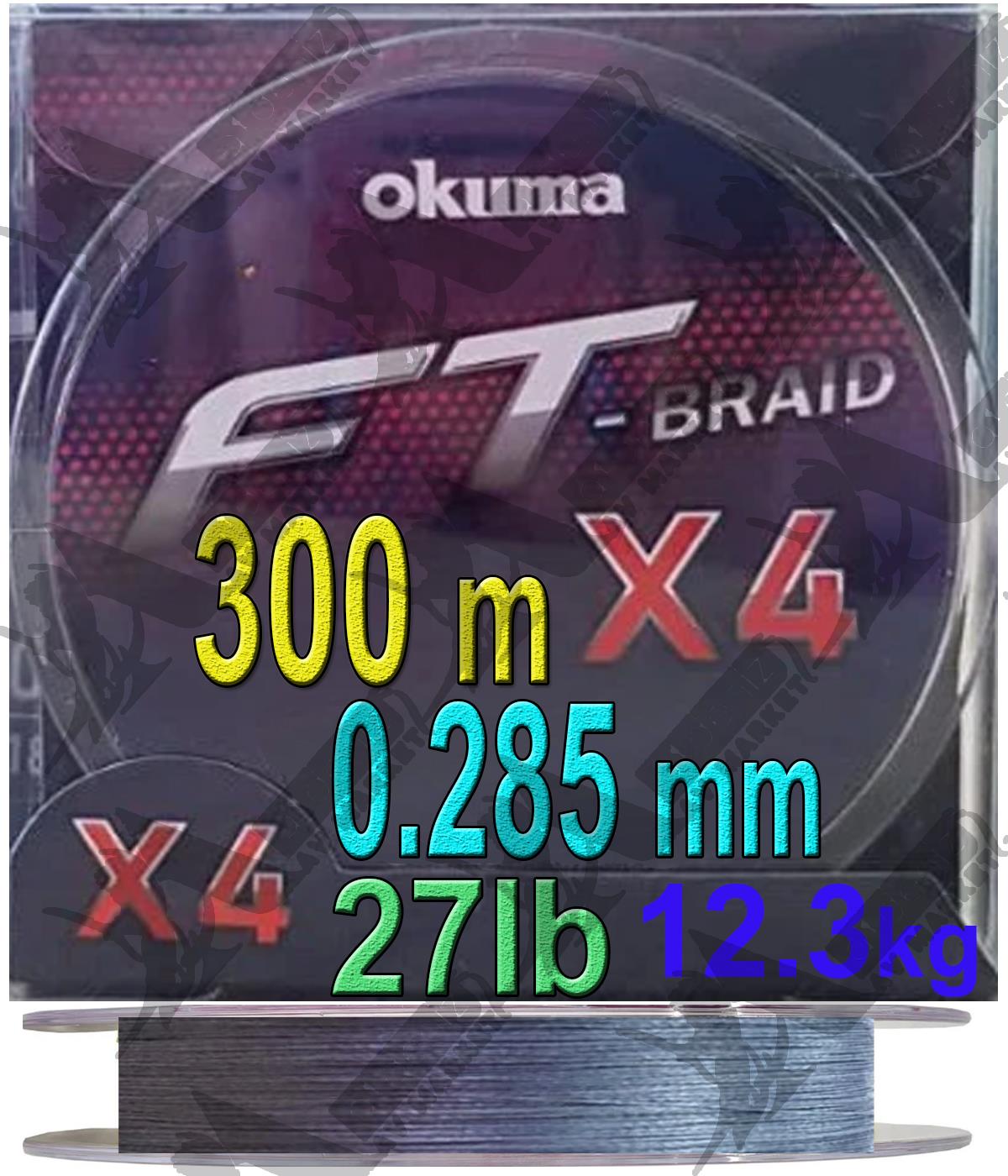 Okuma Ft Braid X4 0.285mm 27lb 300mt Örgü İp Misina (Grey)OKUMA