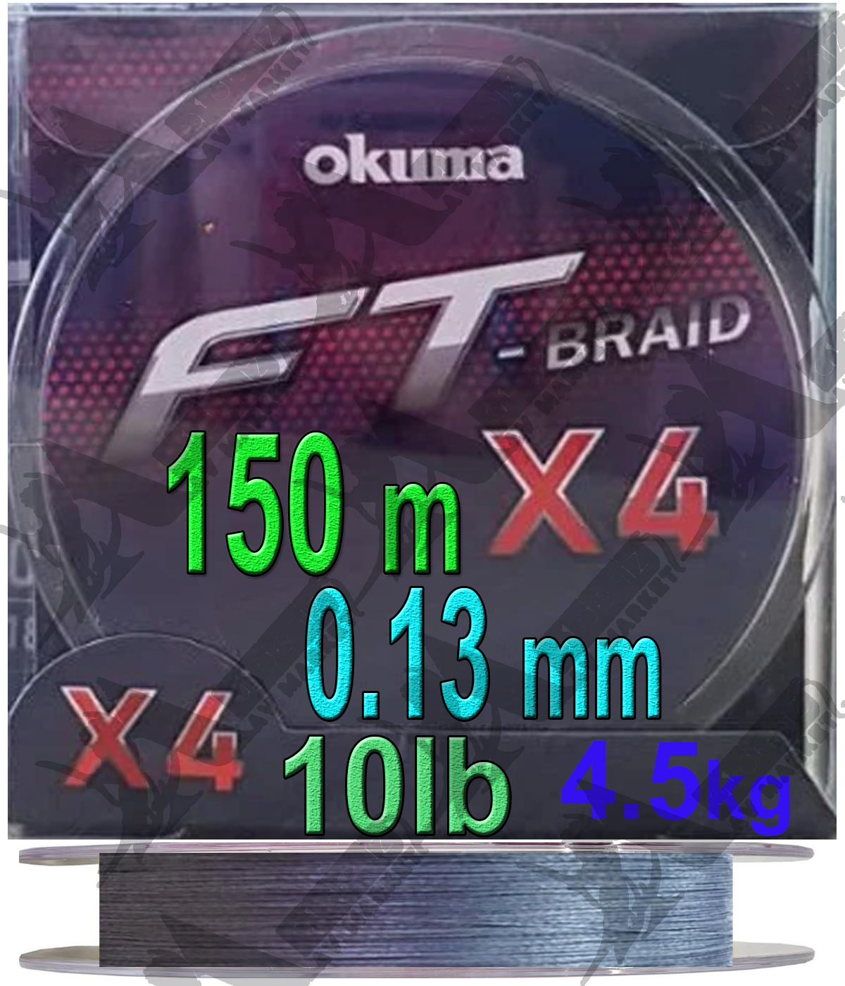 Okuma Ft Braid X4 0.13mm 10lb 150mt Örgü İp Misina (Grey)OKUMA