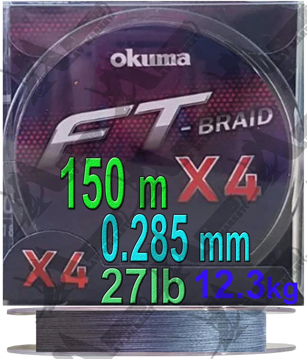 Okuma Ft Braid X4 0.285mm 27lb 150mt Örgü İp Misina (Grey)OKUMA