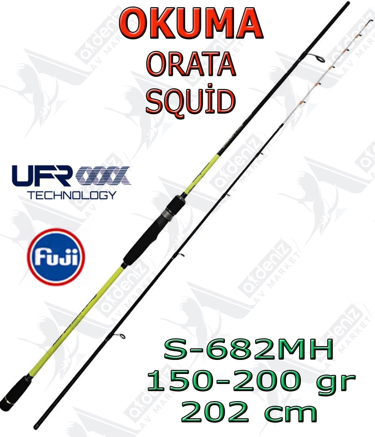 Okuma Orata Squid Spin 6' 8'' 202 Cm 150-200Gr 2 Parça Tekne Olta KamışıOKUMA