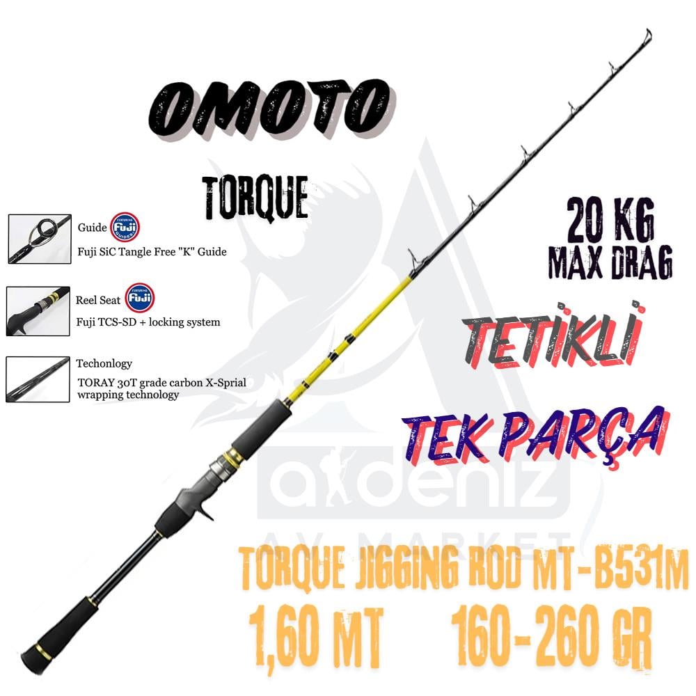 Omoto Monster Torque Jigging Rod MT-B531M 160-260 Gr 1,60 mt  Tek Parça (Tetikli) Jig KamışıOMOTO