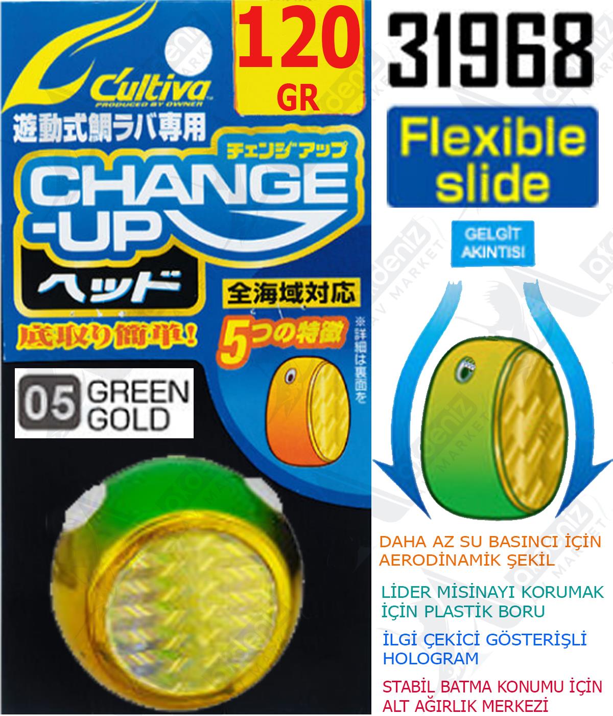 Owner Cultiva Tai Rubber Slider Kafa 31968 Change Up Head 120gr #05 Green GoldCULTİVA