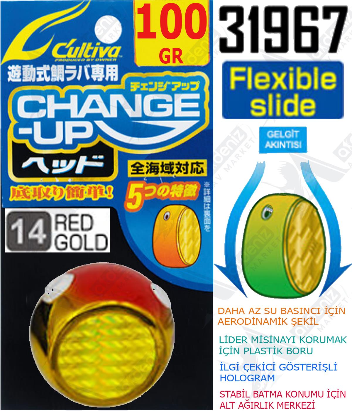 Owner Cultiva Tai Rubber Slider Kafa 31967 Change Up Head 100gr #14 Red GoldCULTİVA