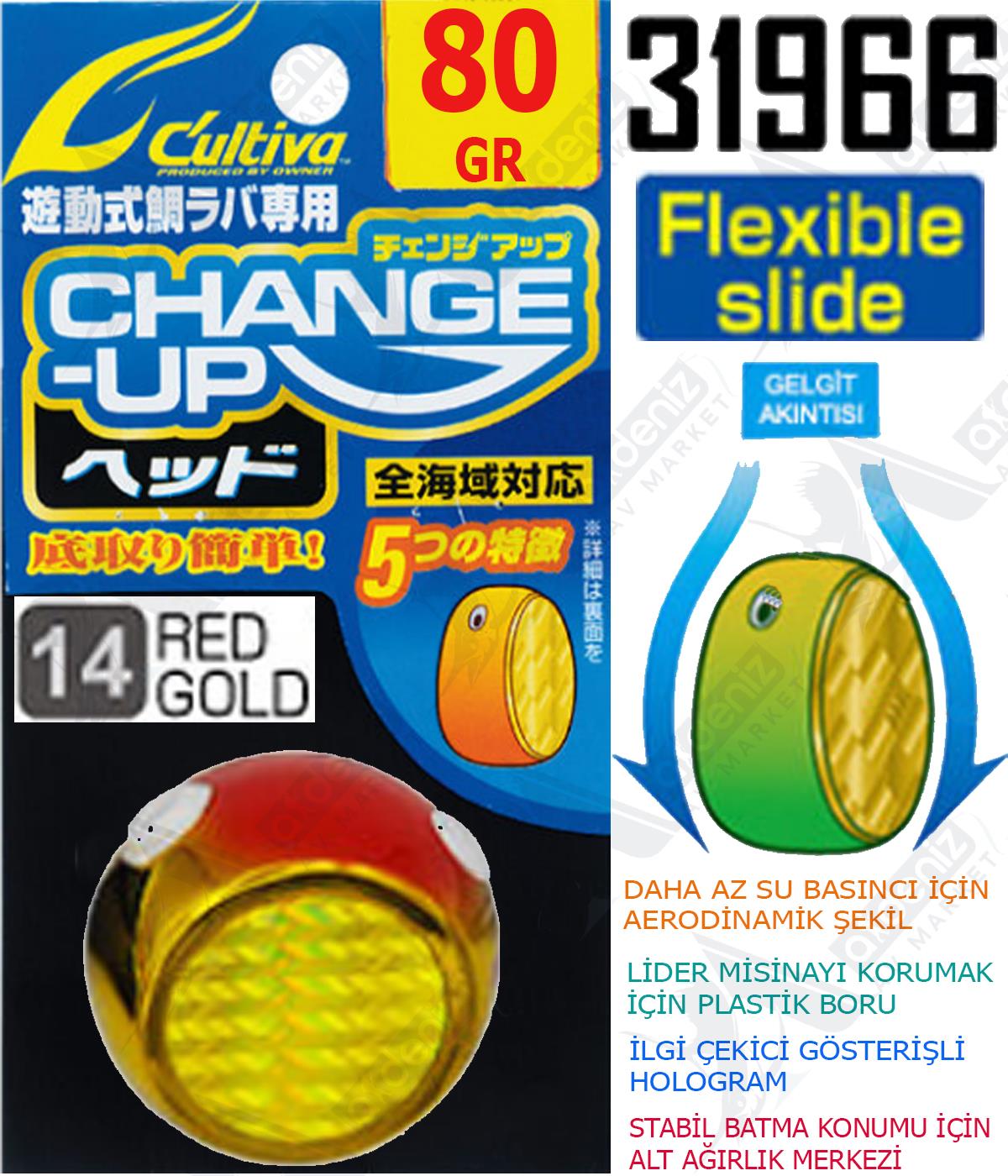 Owner Cultiva Tai Rubber Slider Kafa 31966 Change Up Head 80gr #14 Red GoldCULTİVA