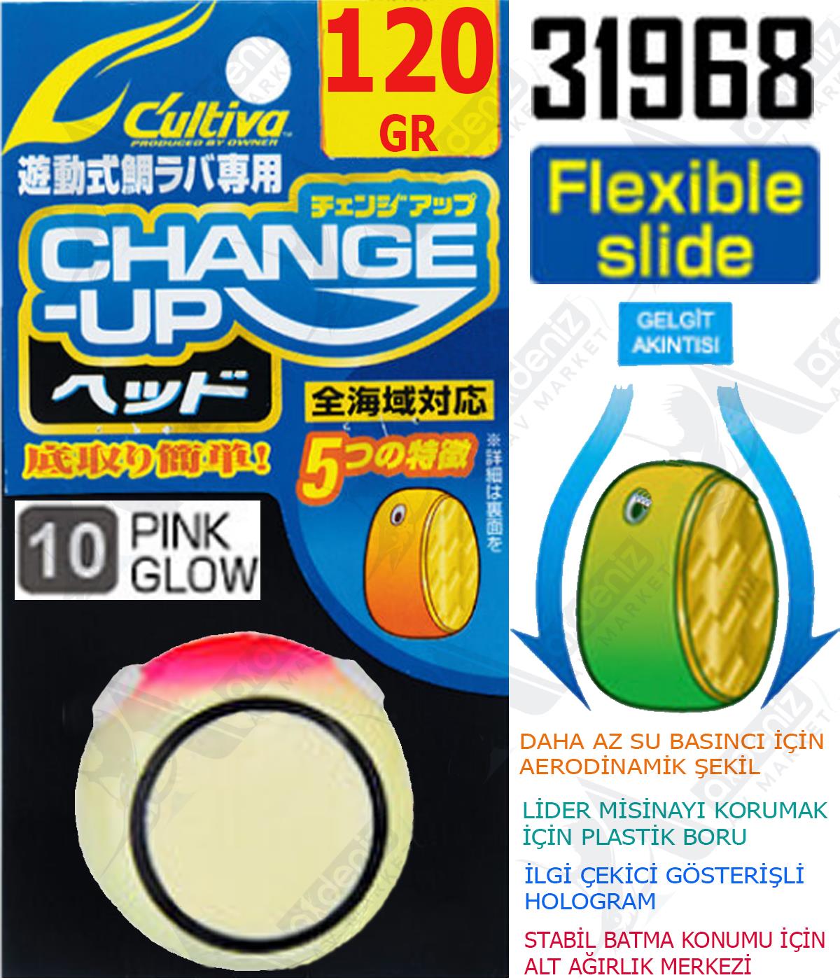 Owner Cultiva Tai Rubber Slider Kafa 31968 Change Up Head 120gr #10 Pink GlowCULTİVA