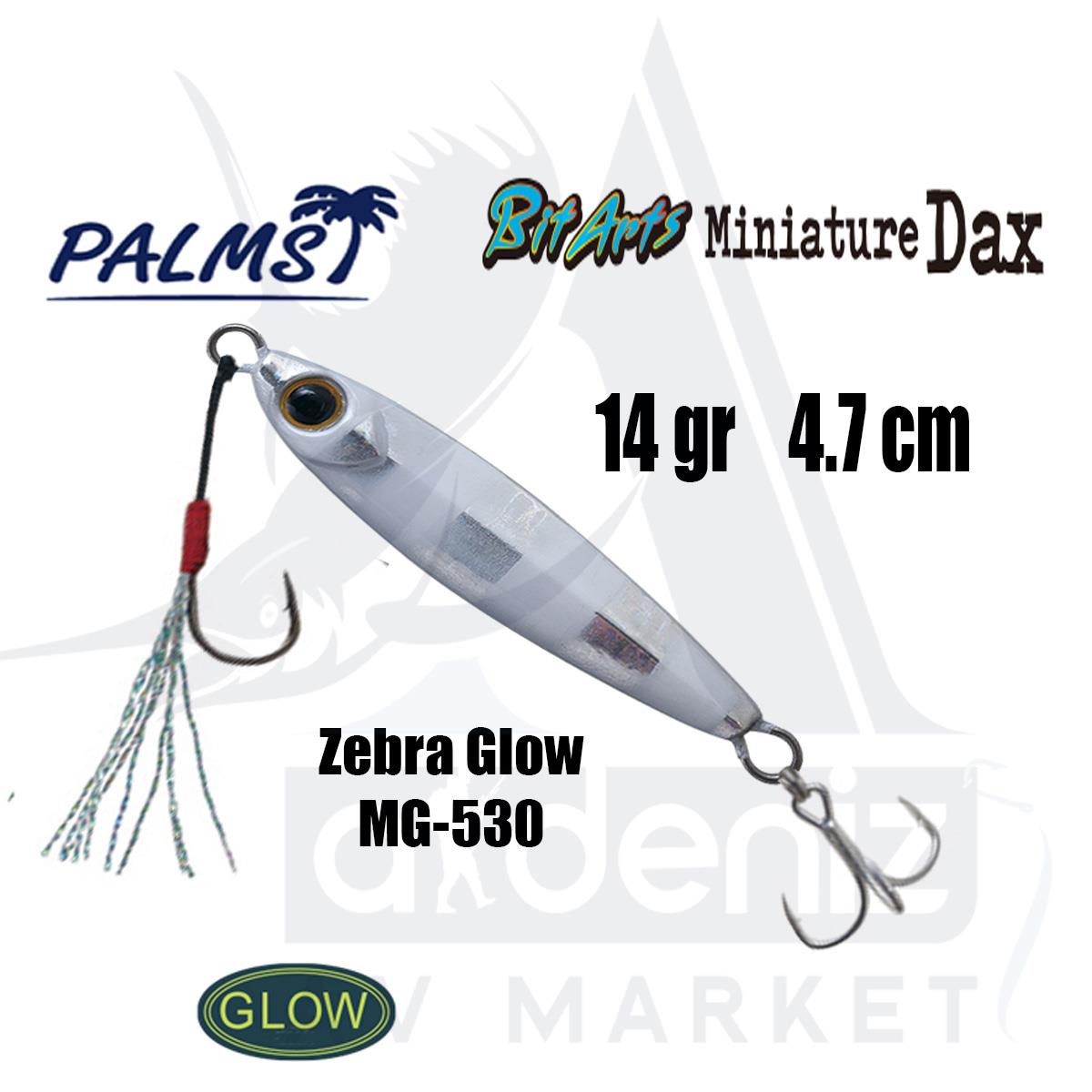 PALMS Bit Arts Miniature Dax 14gr 4.7cm Jig Yem Color: MG-530 Zebra GlowPALMS