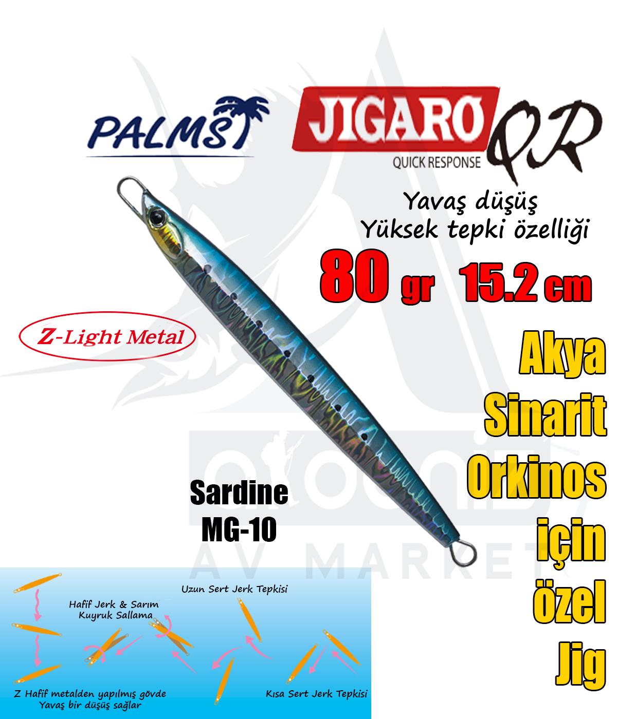 PALMS Jigaro QR Quick Response 80gr 15.2cm Jig Yem Color: MG-10 SardinePALMS