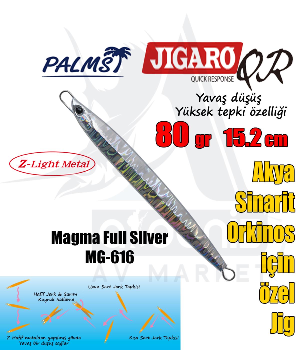 PALMS Jigaro QR Quick Response 80gr 15.2cm Jig Yem Color: MG-616 Magma Full SilverPALMS