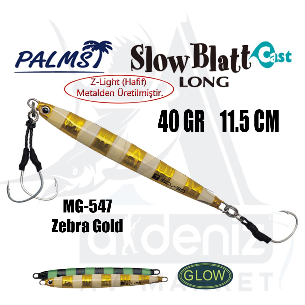 PALMS Slow Blatt Cast Long Jig 40gr 11.5cm Jig Yem Color: MG-547 Zebra GoldPALMS