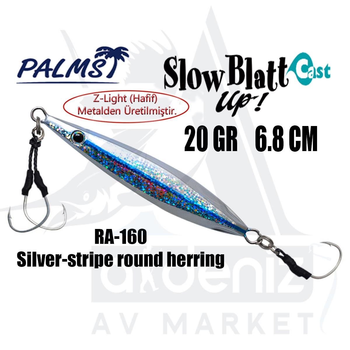 PALMS Slow Blatt Cast UP Jig 20gr 6.8cm Jig Yem Color: RA-160 Silver-stripe round herringPALMS