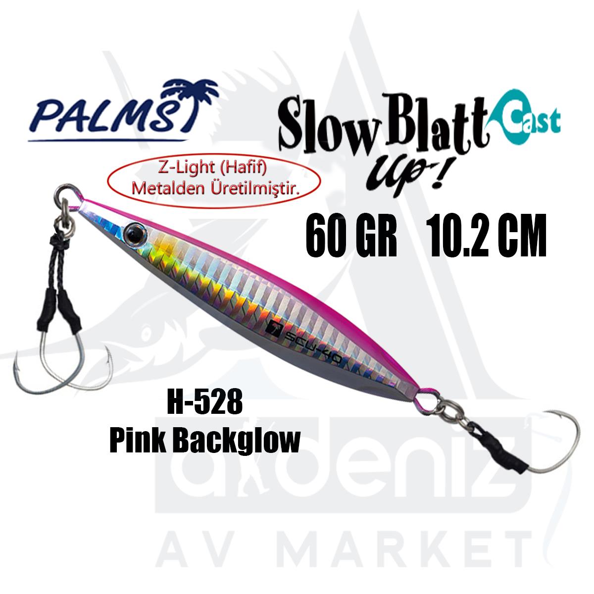 PALMS Slow Blatt Cast UP Jig 60gr 10.2cm Jig Yem Color: H-528 Pink BackglowPALMS