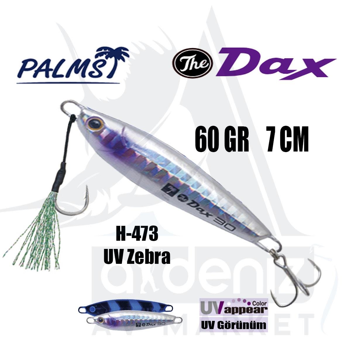 PALMS The Dax 60gr 7cm Jig Yem Color:H-473 UV ZebraPALMS