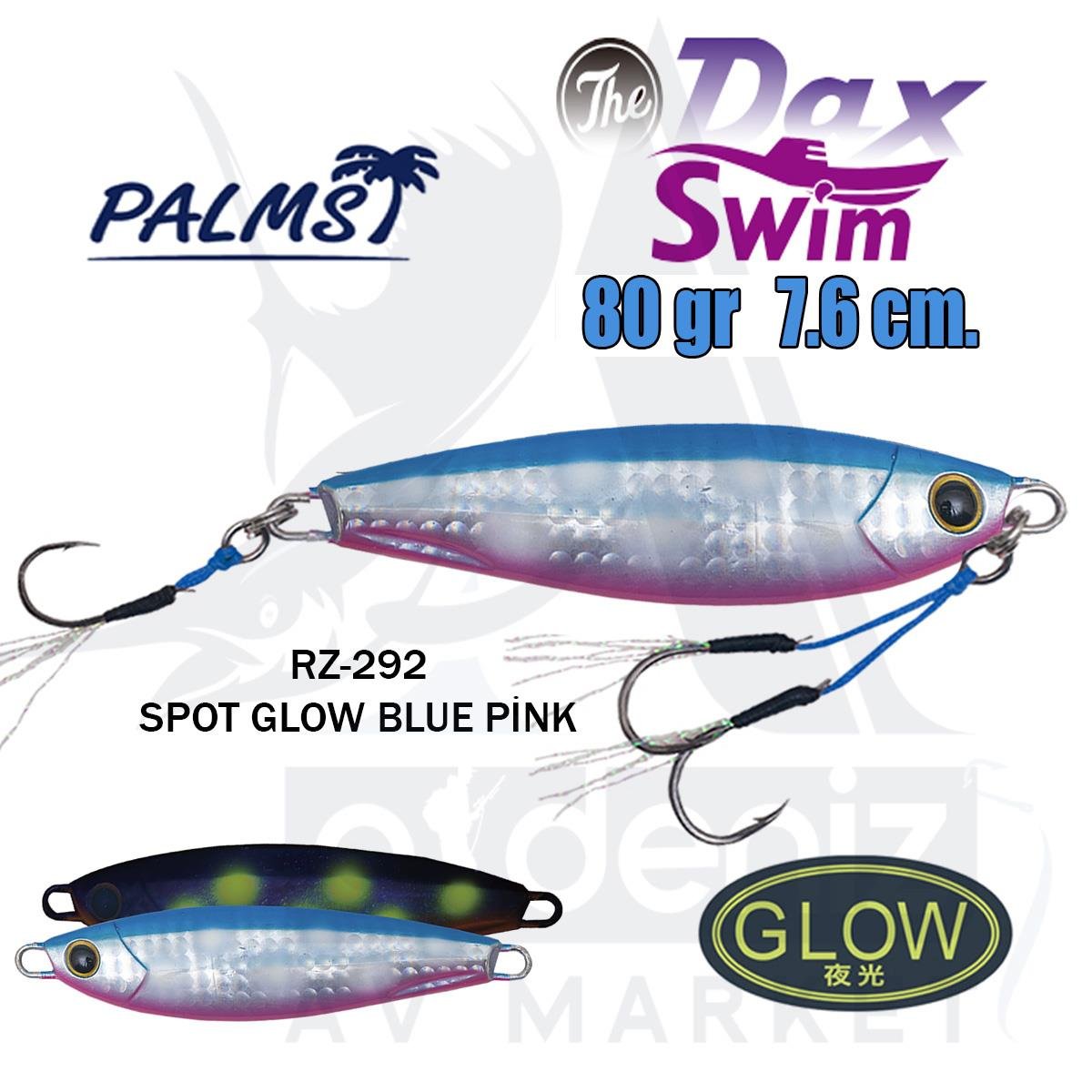 PALMS The Dax Swim 80gr 7.6cm Jig Yem Color:RZ-292 SPOT GLOW BLUE PİNKPALMS
